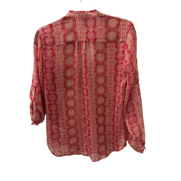 Kut from the Kloth Jasmine Button Up Pink Chiffon Top Blouse size Small Boho - Picture 4 of 5